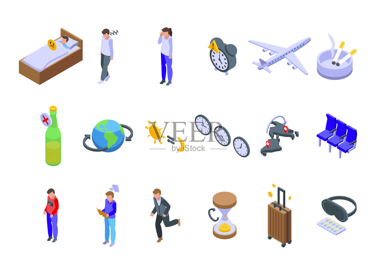 时差反应图标集图标素材