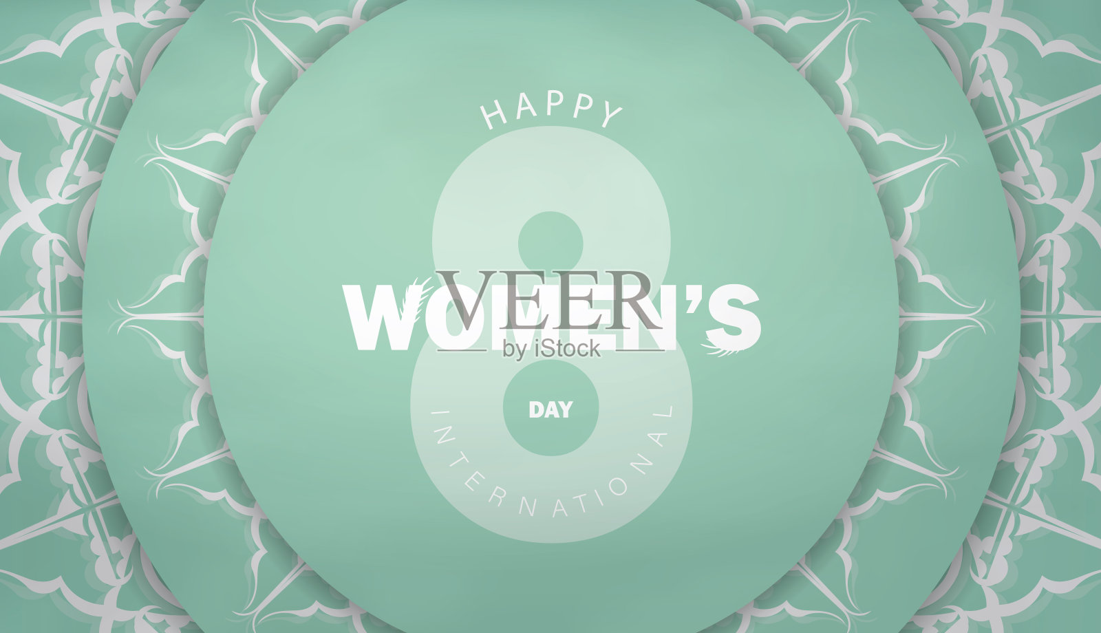 薄荷薄荷8三月传单与复古白色图案插画图片素材