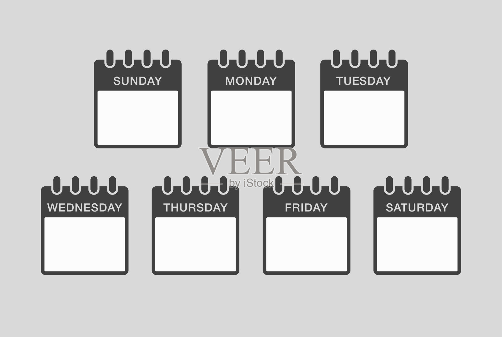 向量集图标页日历，天的一周插画图片素材