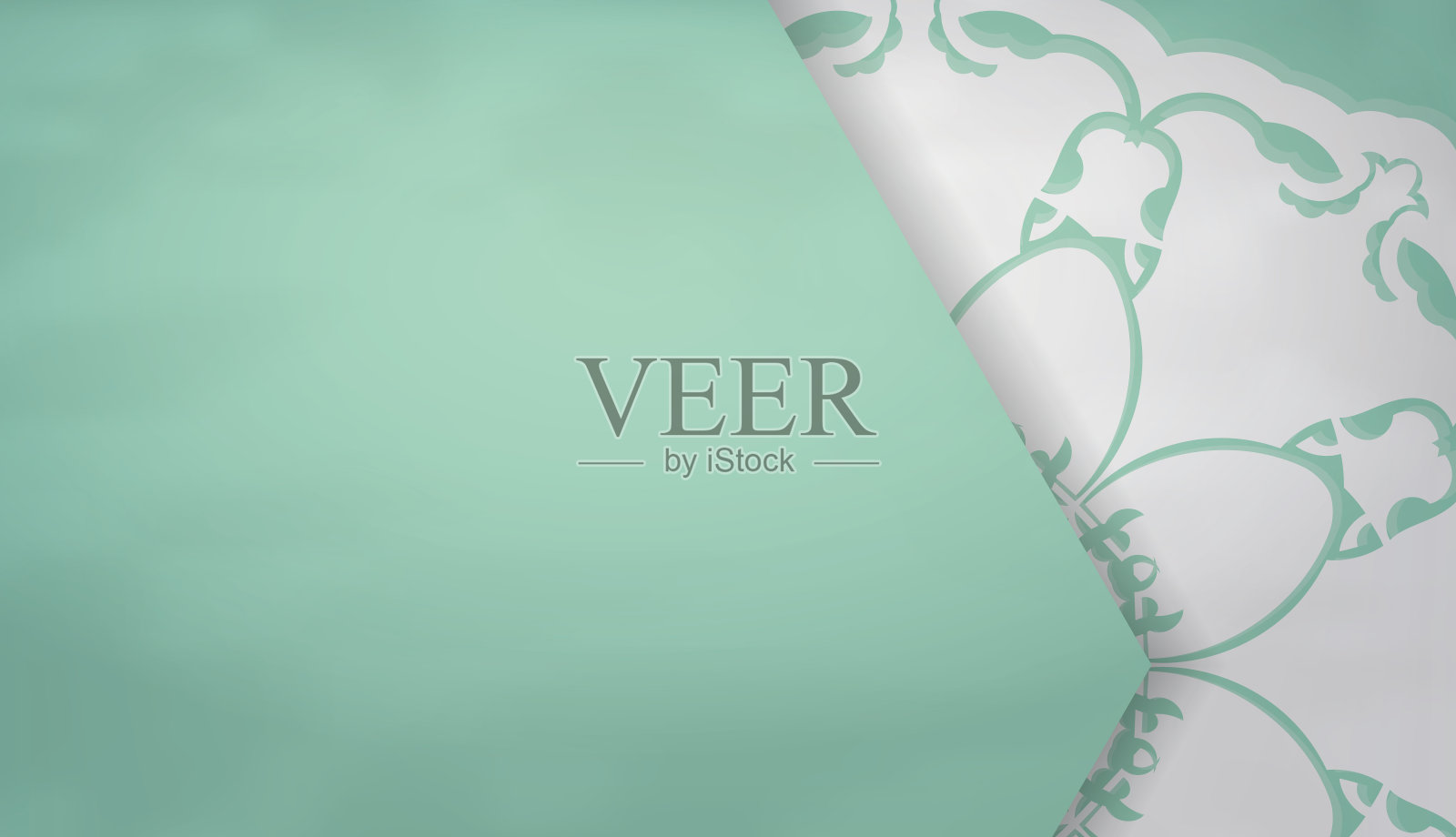 薄荷背景与复古白色图案和空间为您的标志插画图片素材