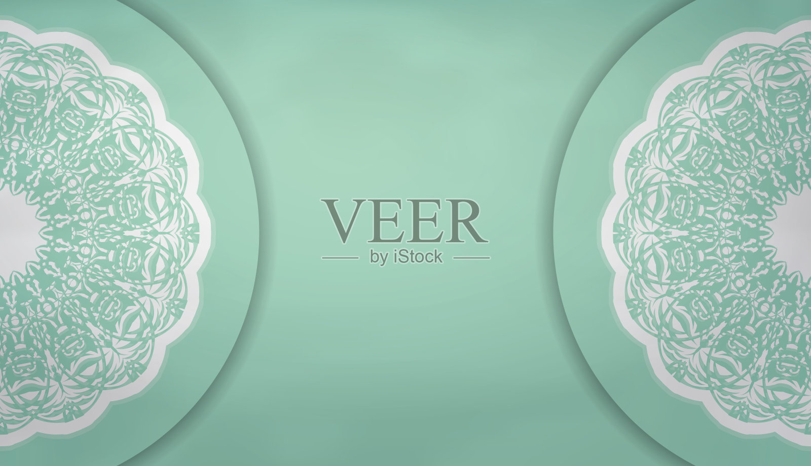 背景在薄荷色与希腊白色图案和空间为您的标志或文本插画图片素材