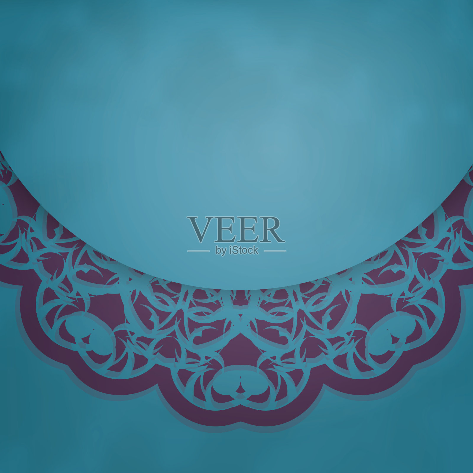 绿色的传单与复古紫色图案祝贺你。插画图片素材