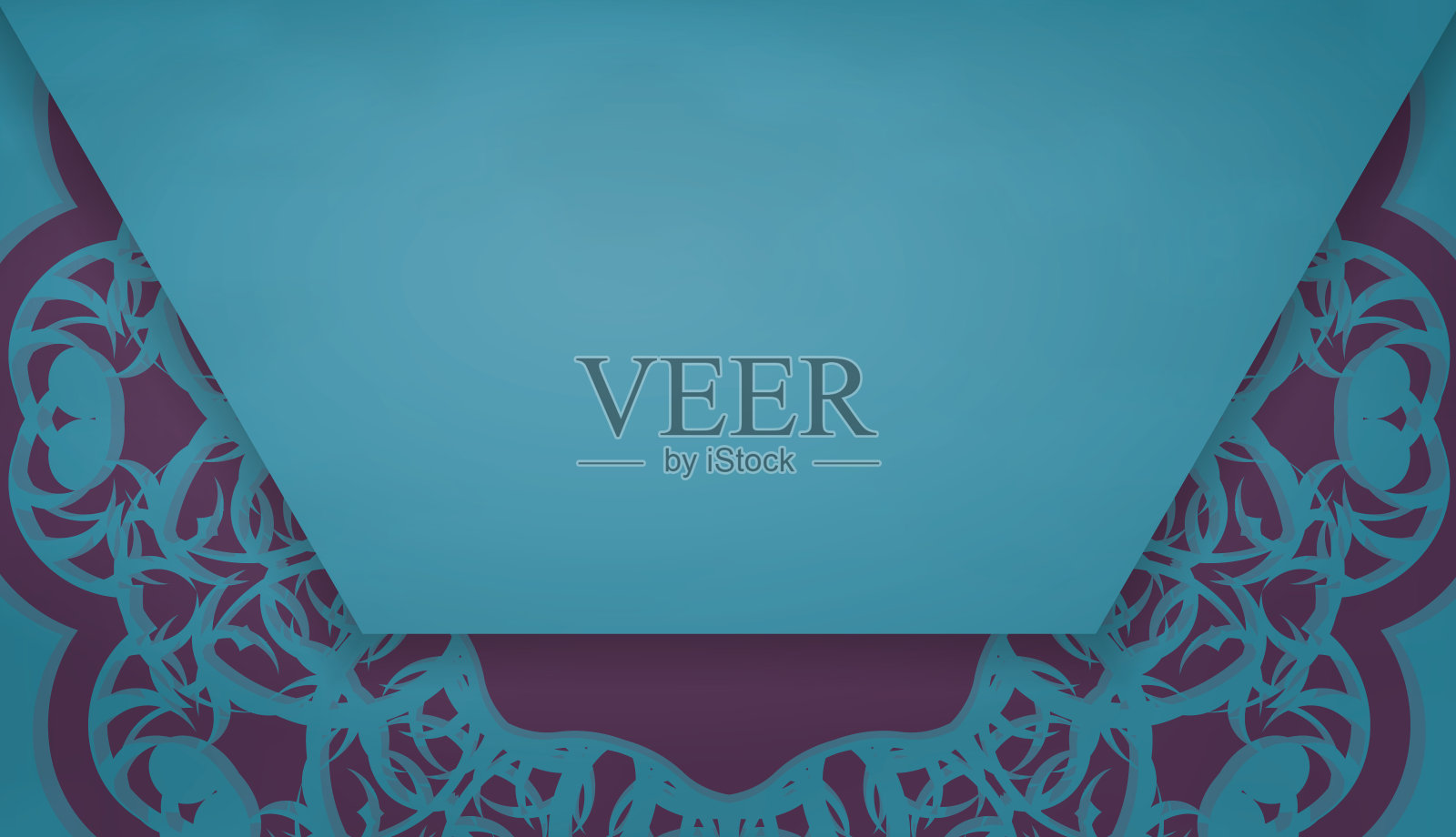 绿色的传单与复古紫色装饰准备的印刷。插画图片素材