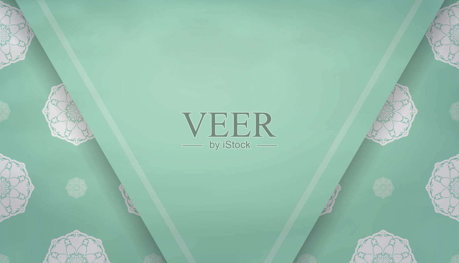 薄荷背景与印度白色装饰的标志设计插画图片素材