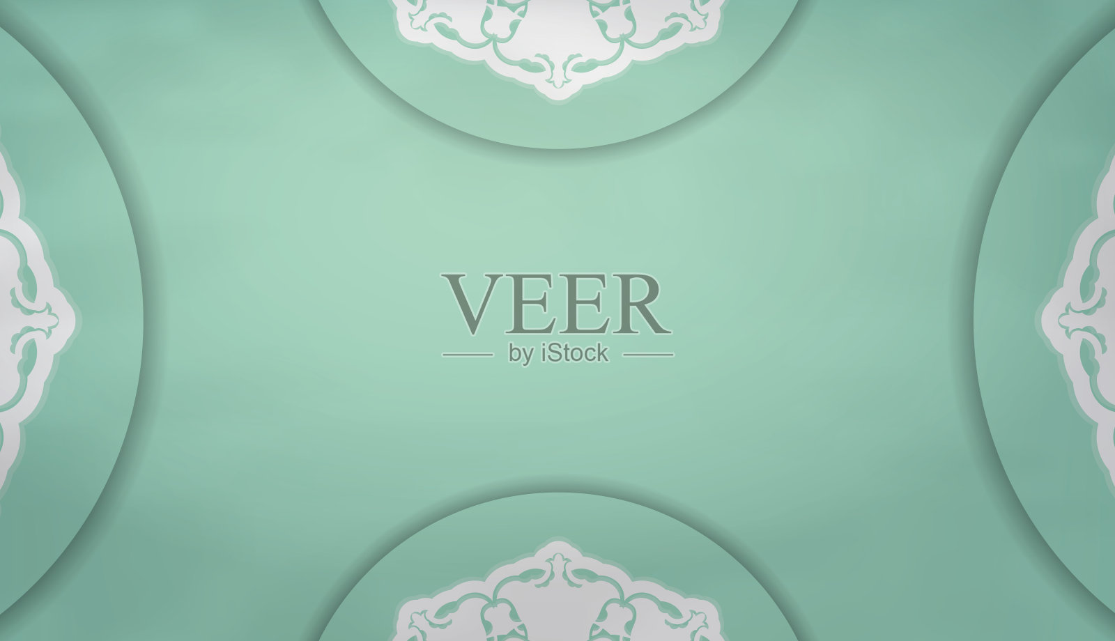 薄荷色背景与抽象的白色图案和空间为您的标志插画图片素材