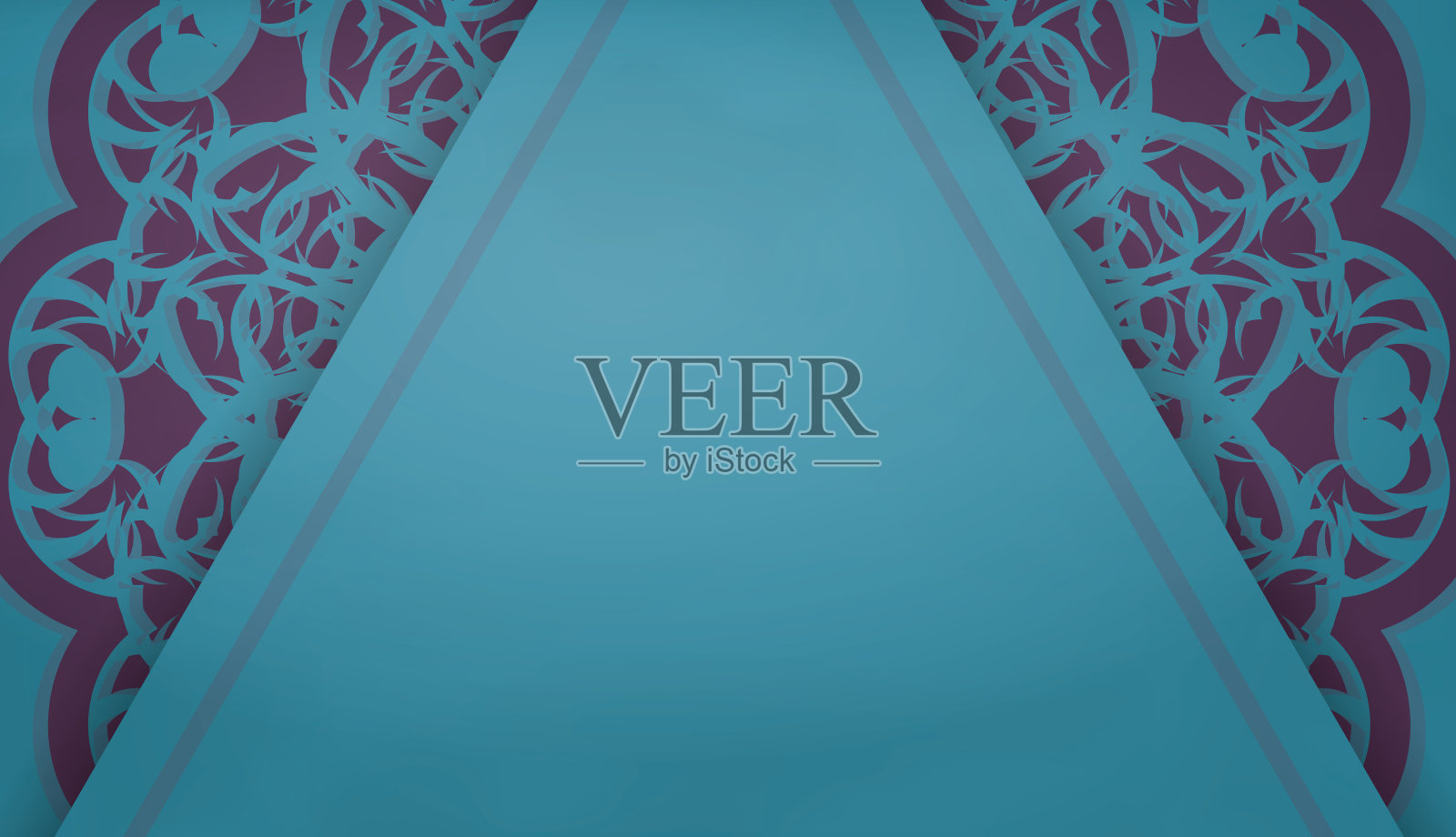 绿色传单与复古紫色装饰准备印刷。插画图片素材