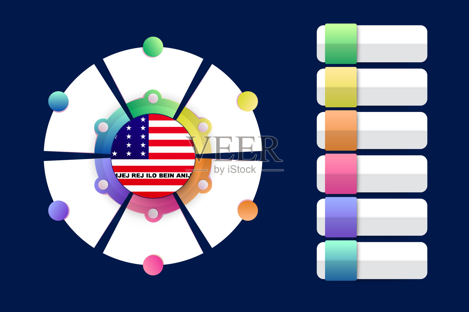 比基尼环礁旗与信息图形设计与分圆形状结合插画图片素材
