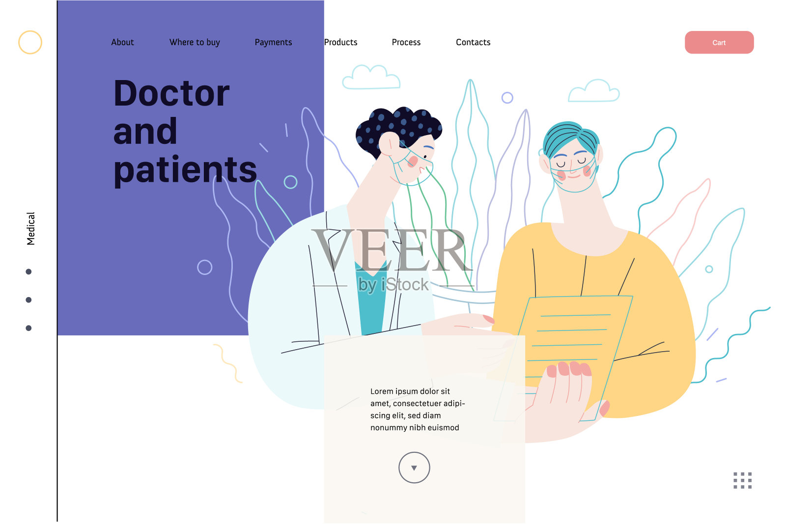 医生和病人-医疗保险网页模板插画图片素材