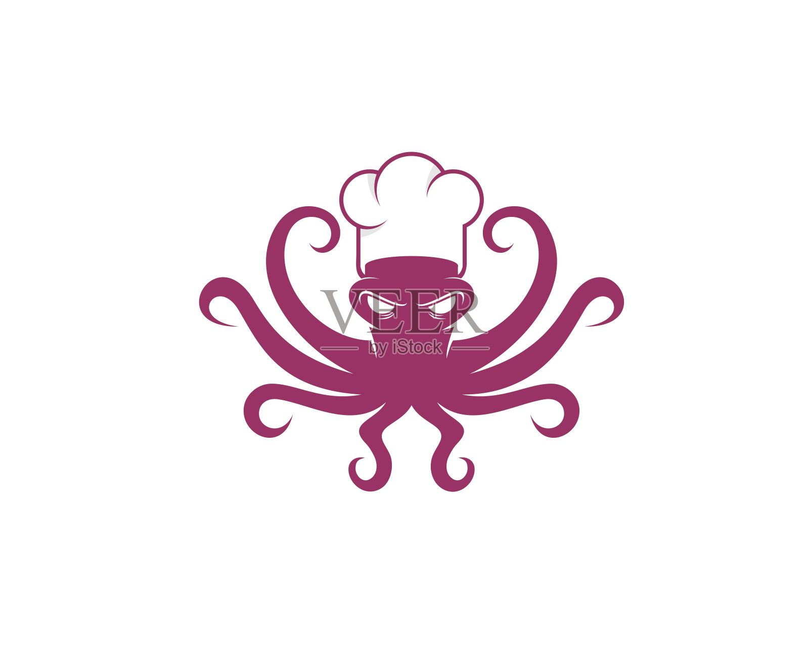 章鱼与厨师帽插图标志插画图片素材