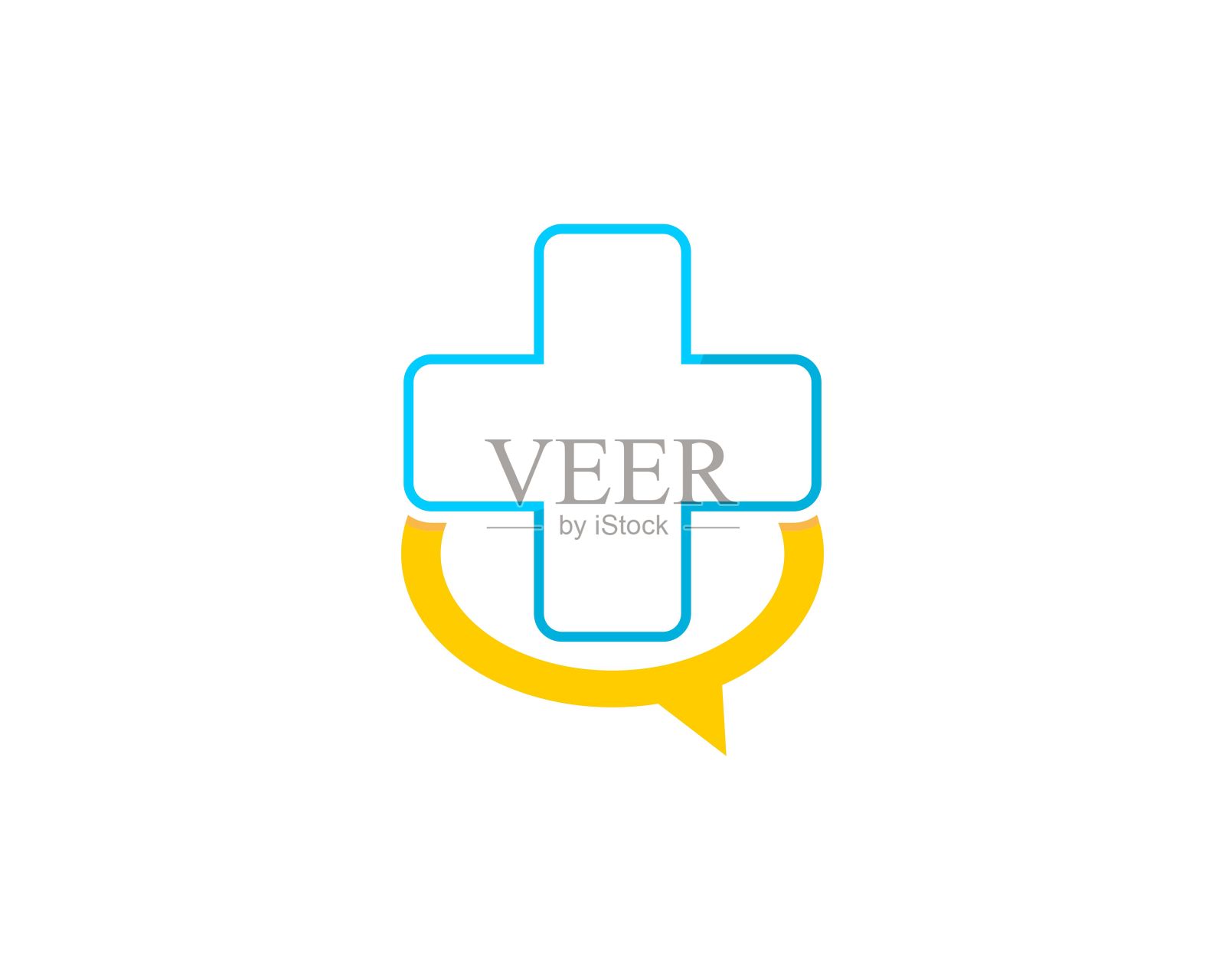 泡泡聊天标志中的医疗符号插画图片素材