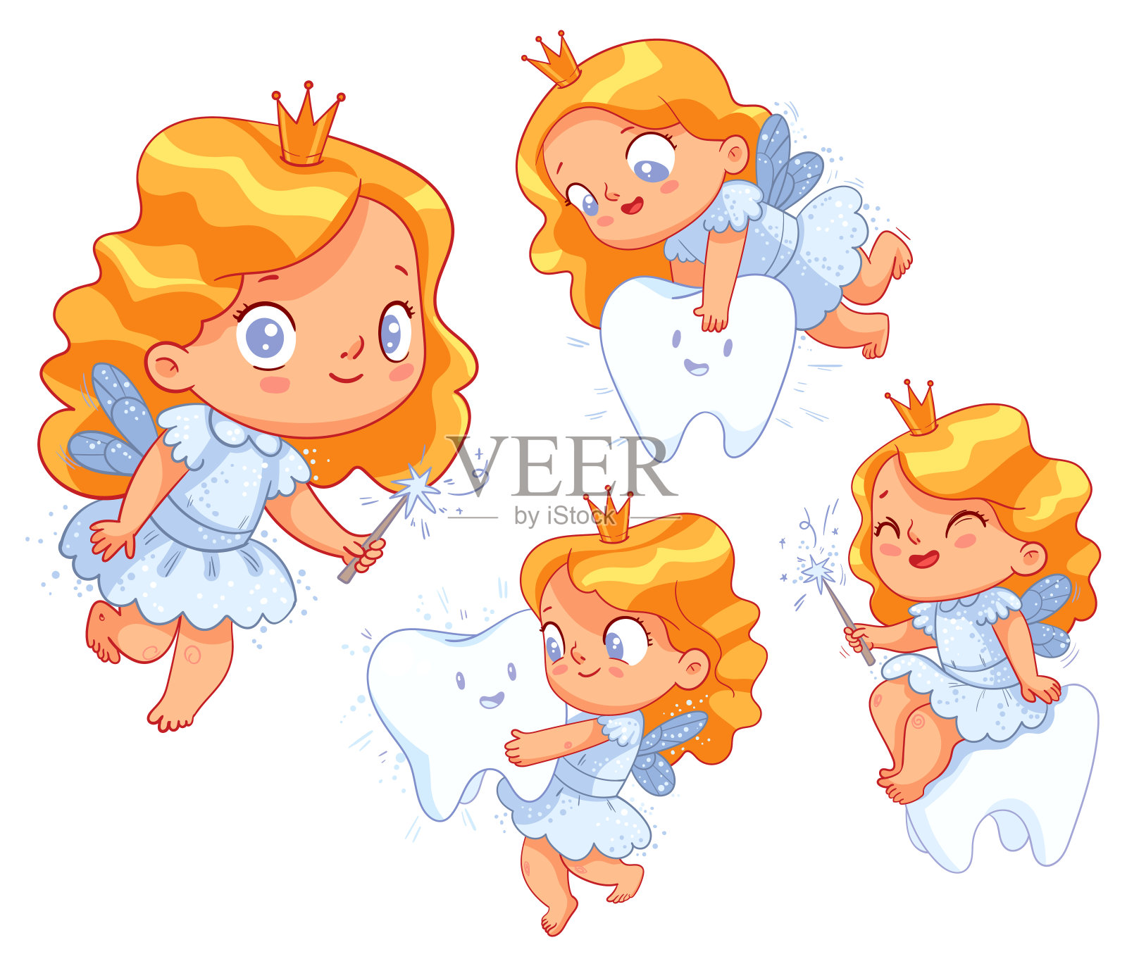 牙仙子。五彩缤纷的卡通人物插画图片素材