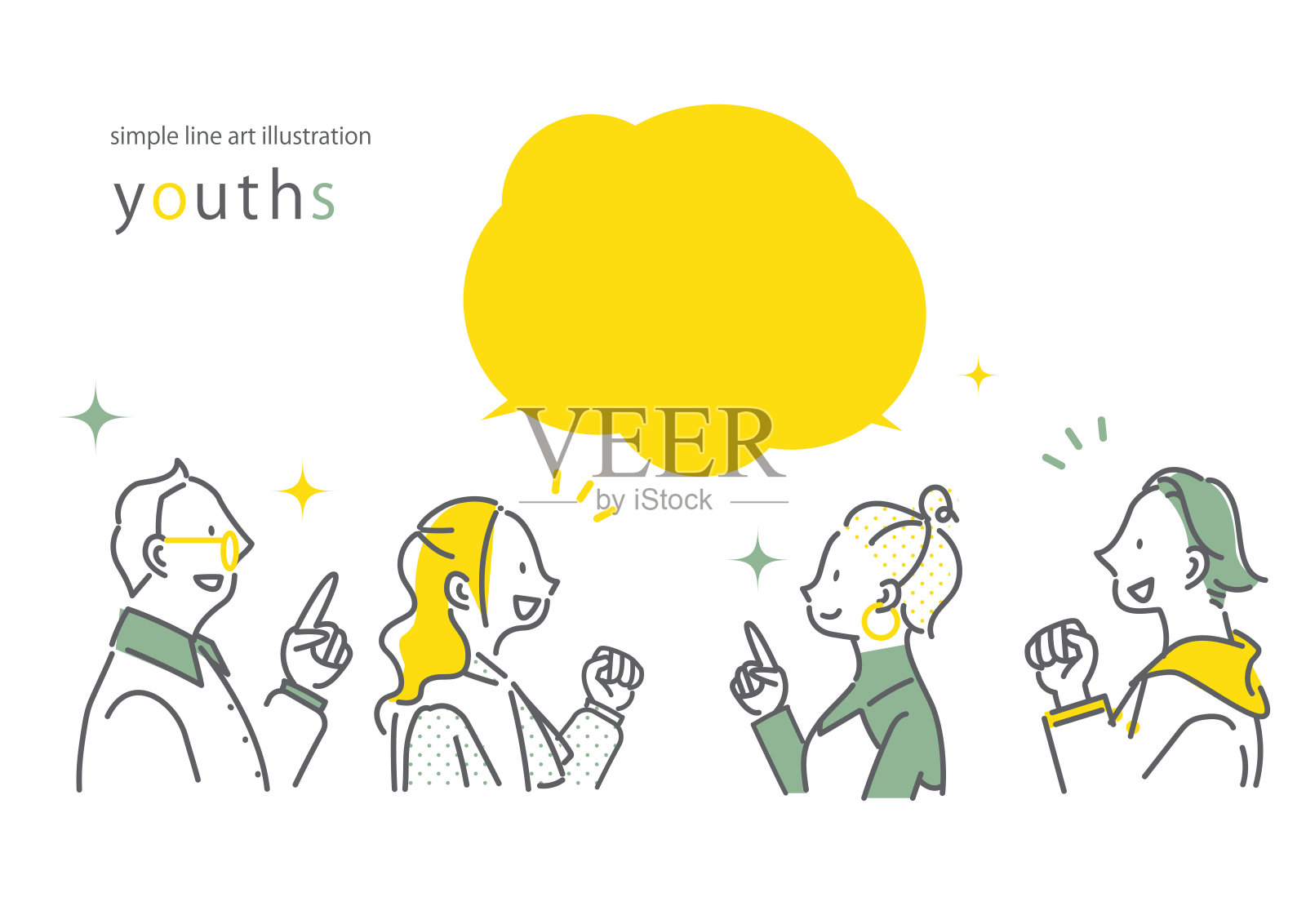 年轻人线条插画合集插画图片素材