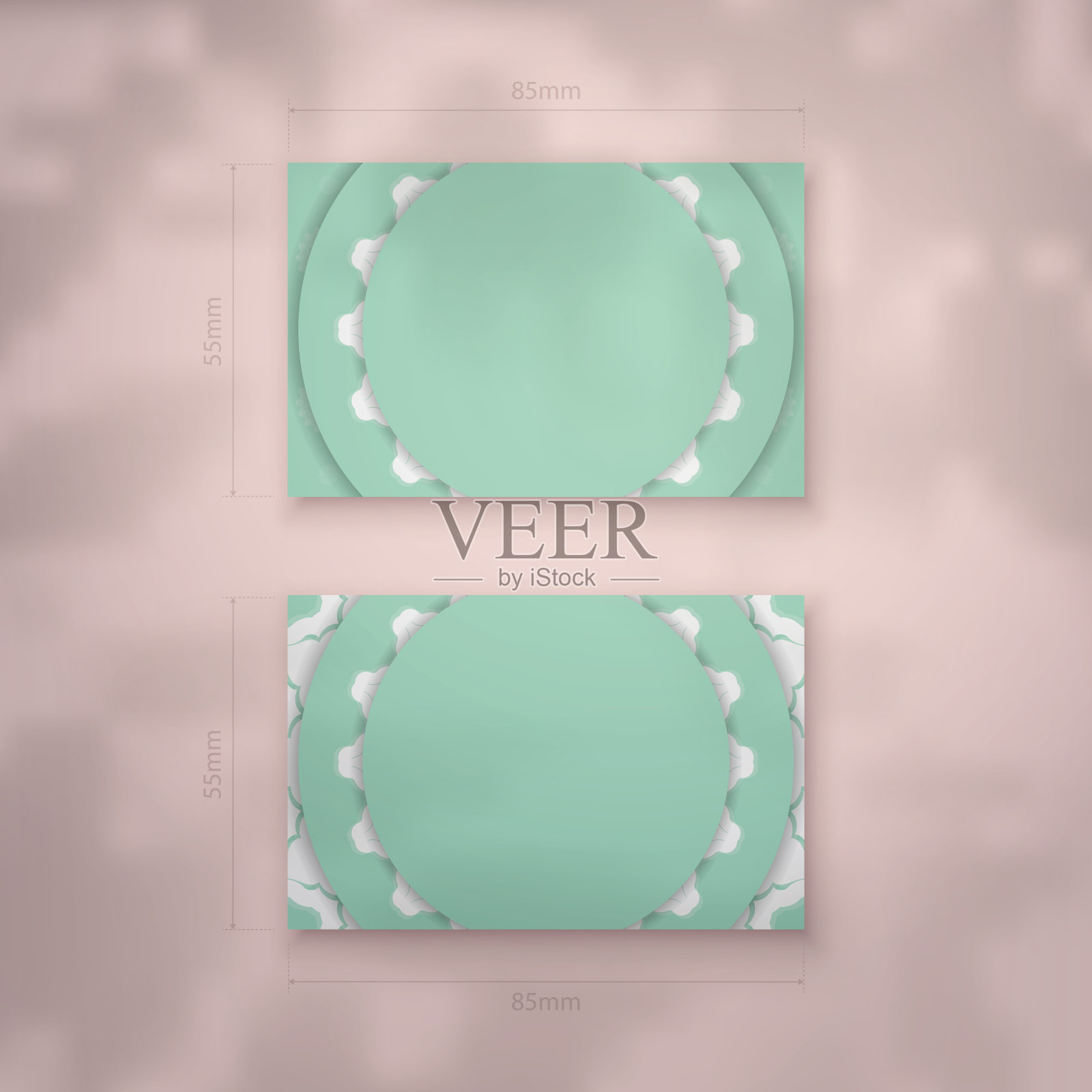 薄荷色的名片与复古白色装饰为您的个性。插画图片素材