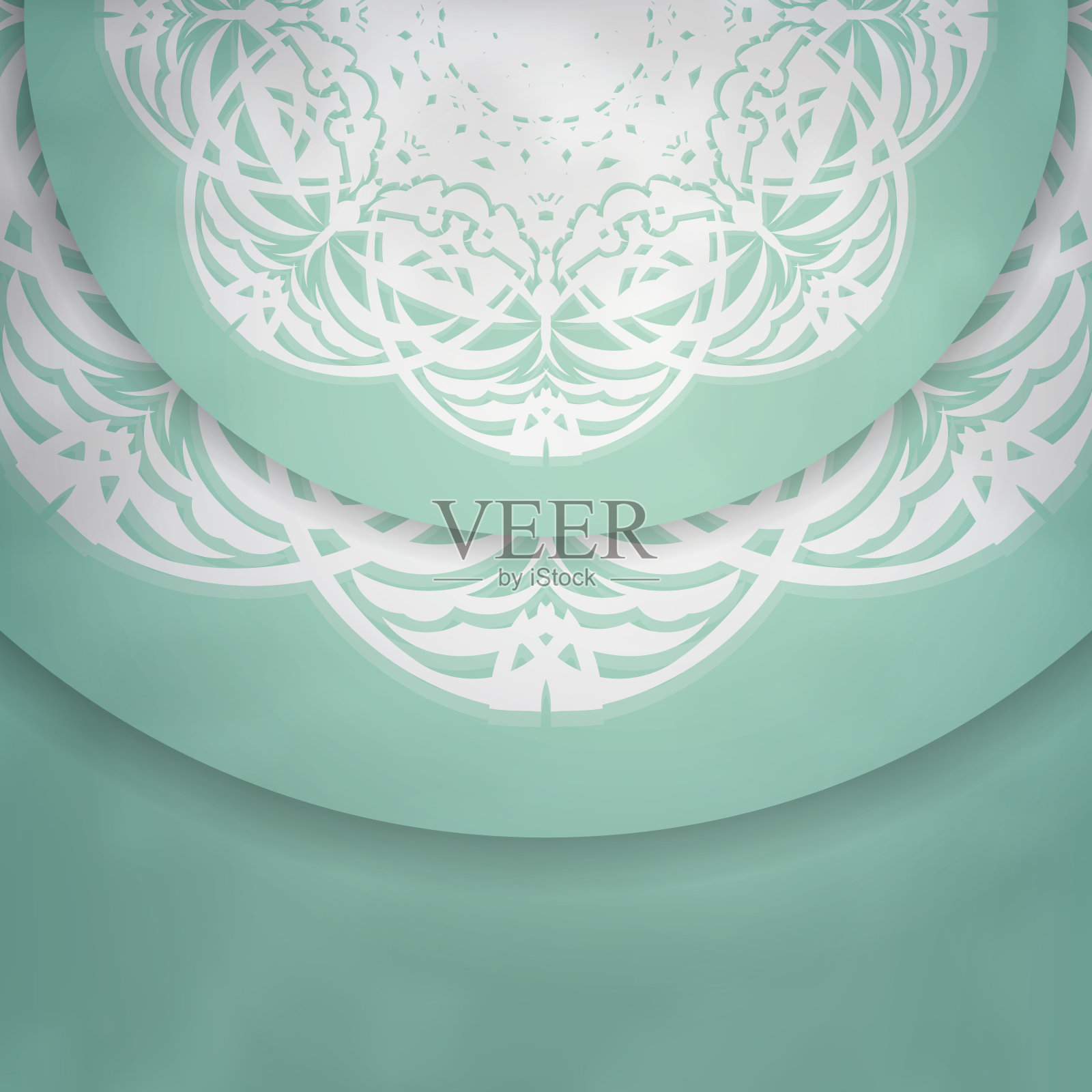 薄荷彩色小册子与抽象的白色图案为您的设计。插画图片素材