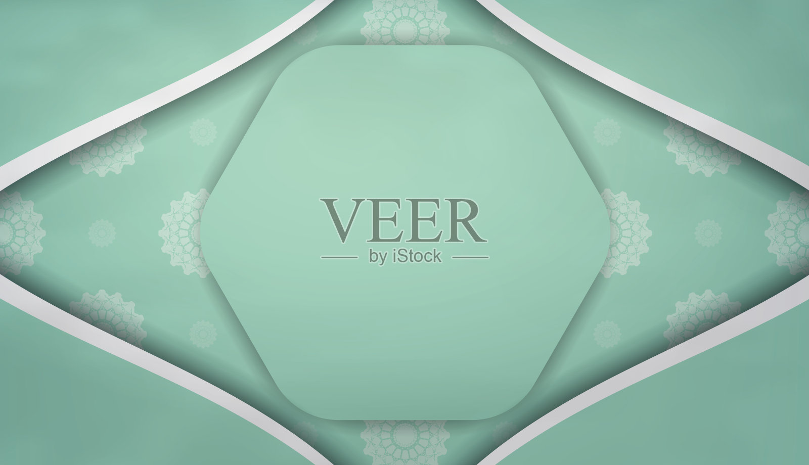 薄荷彩色背景与印度白色装饰和文字空间插画图片素材