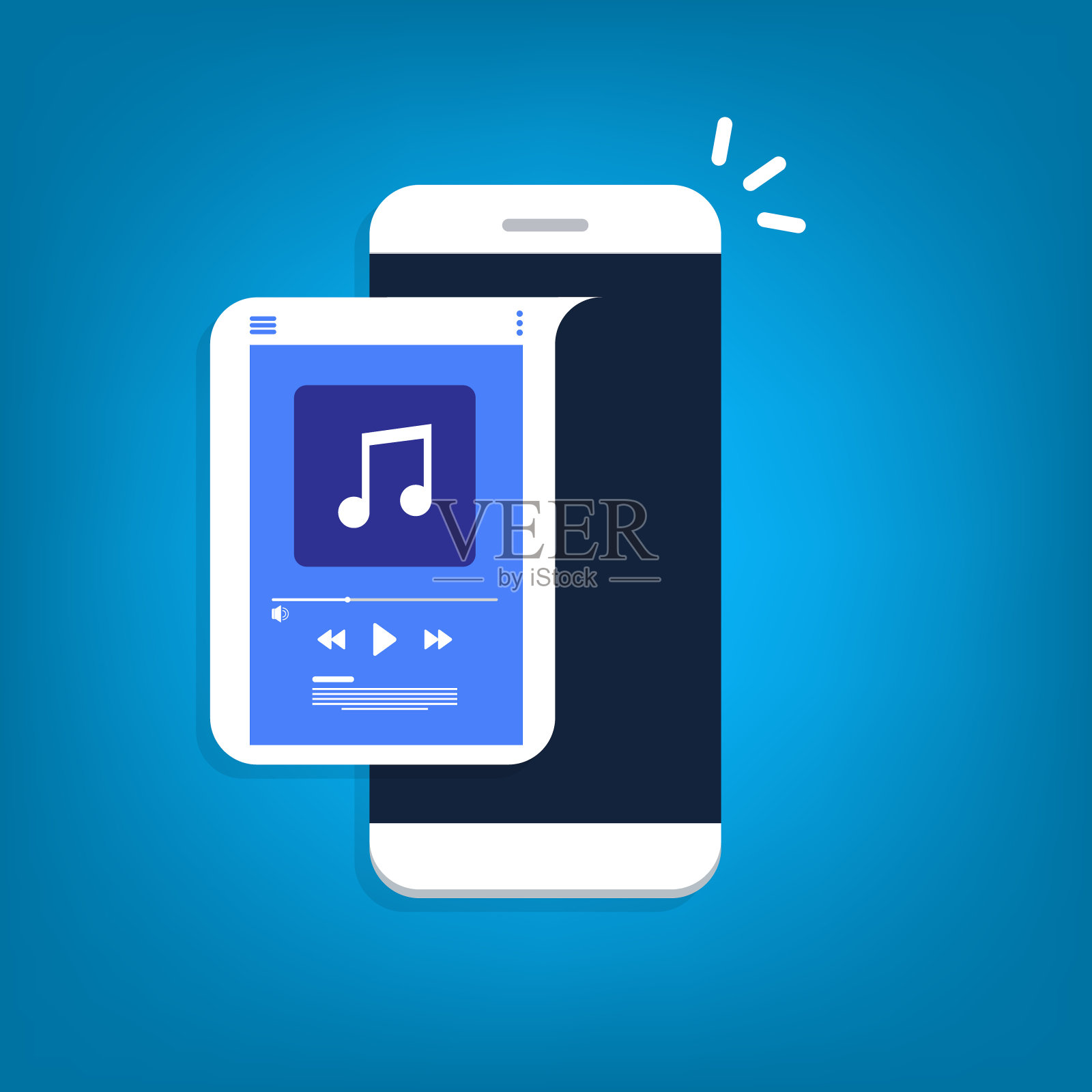 媒体播放器。移动音乐播放器矢量图标插图平面设计。插画图片素材