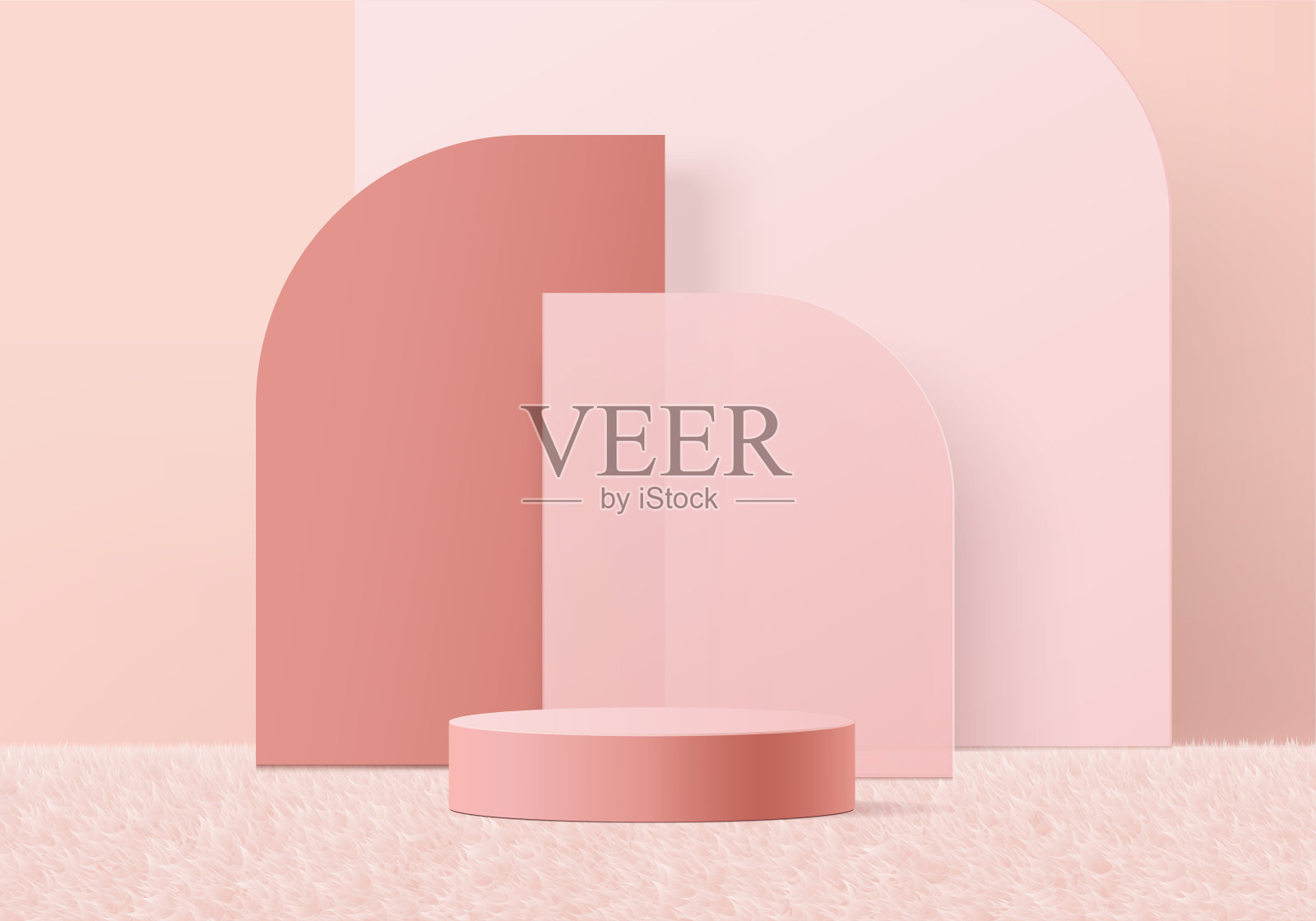 3d背景产品展示最小的讲台场景与几何平台。背景矢量3d与获奖者奖台。展示化妆品。舞台展示在台座上的现代工作室粉红色粉彩插画图片素材