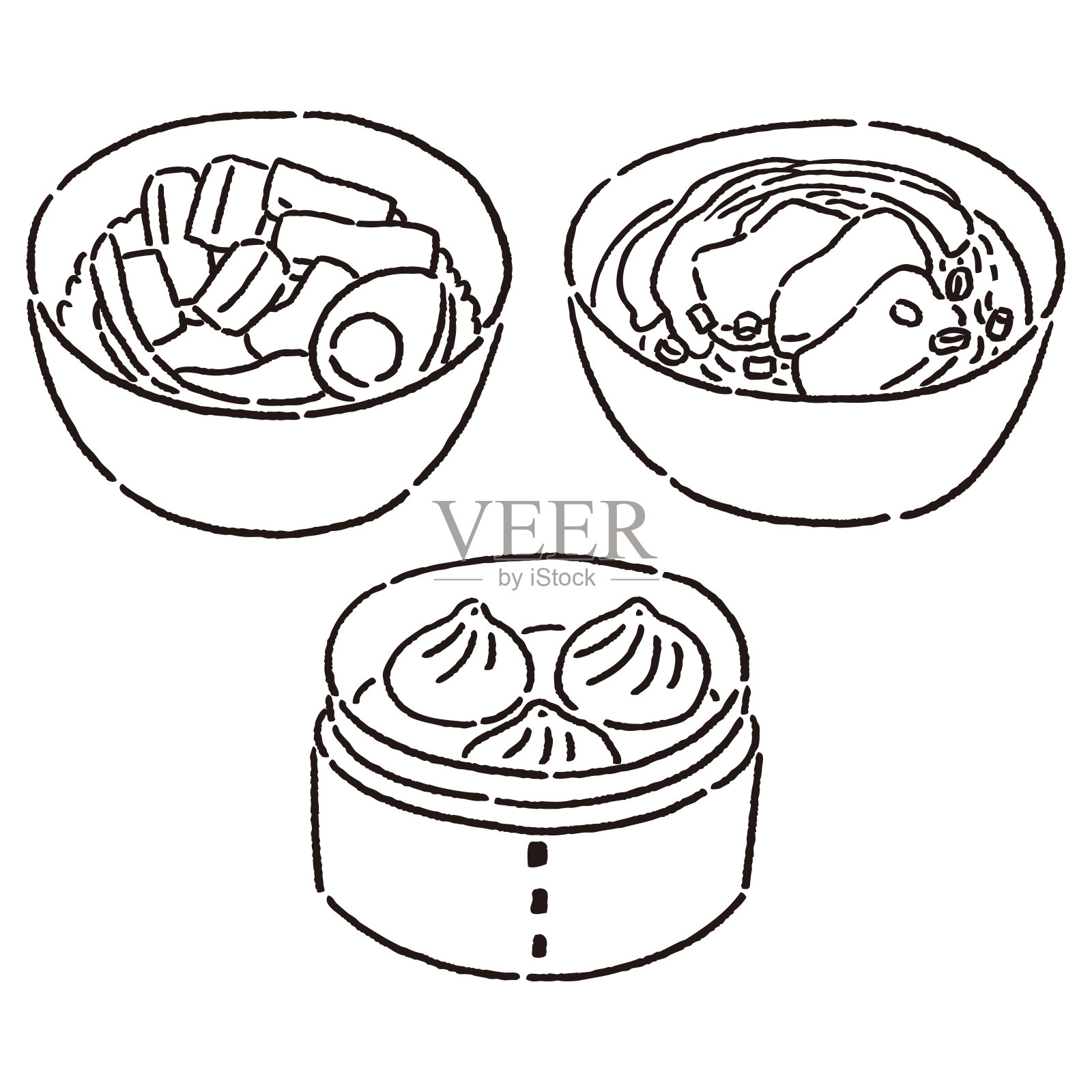 台湾菜套:牛肉面、牛肉面、小包装插画图片素材