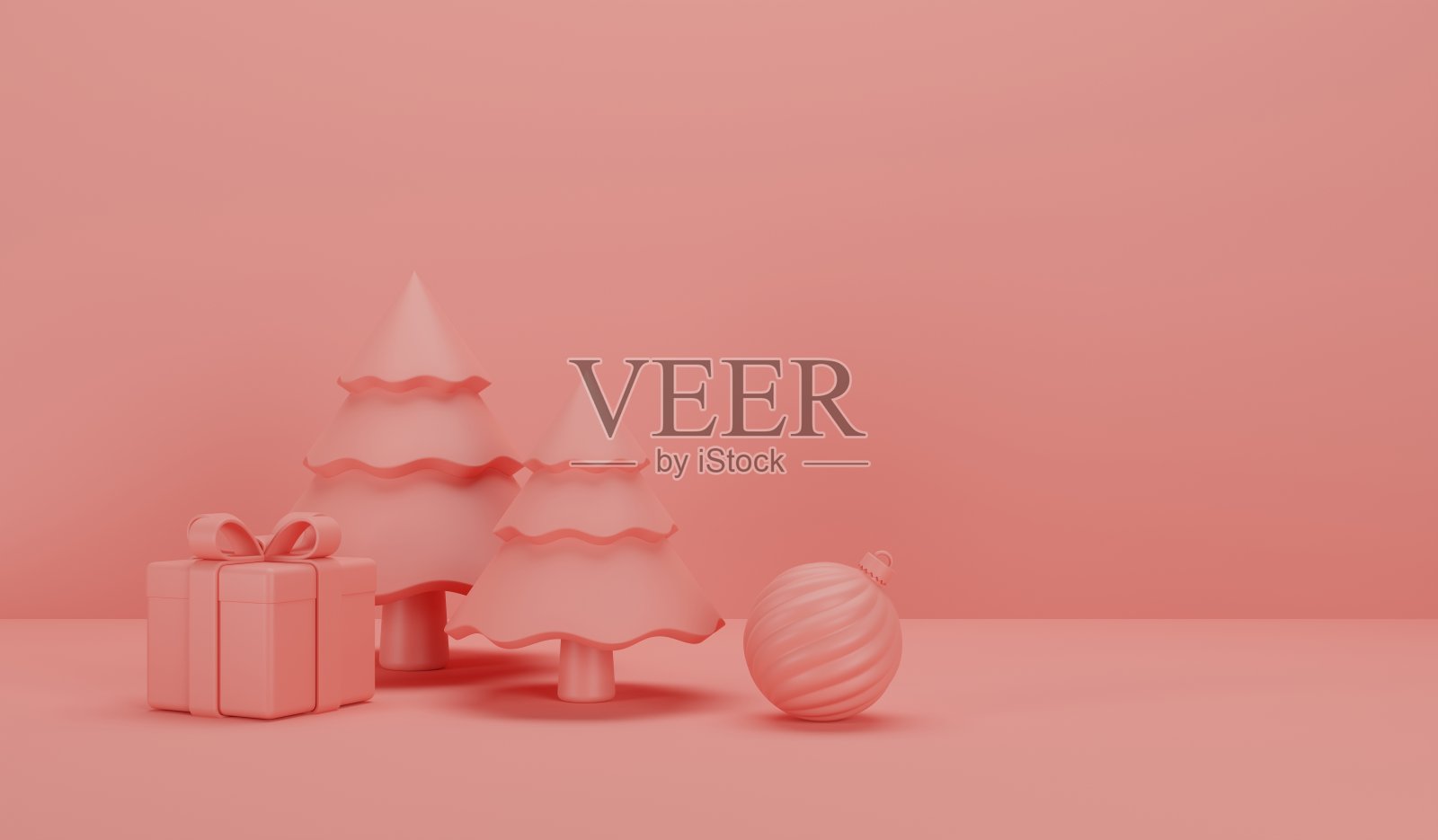 圣诞节和新年装饰上的色彩背景与空间。横幅设计3D插图照片摄影图片