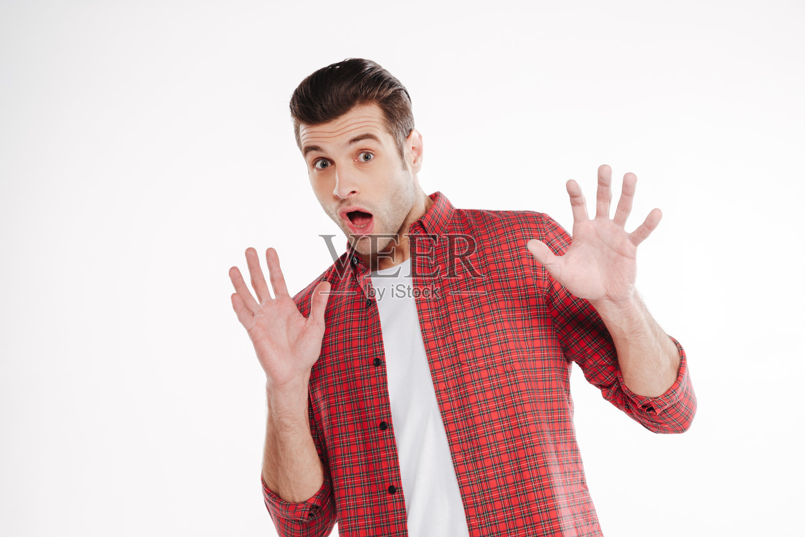 吓得张大嘴巴的男人照片摄影图片