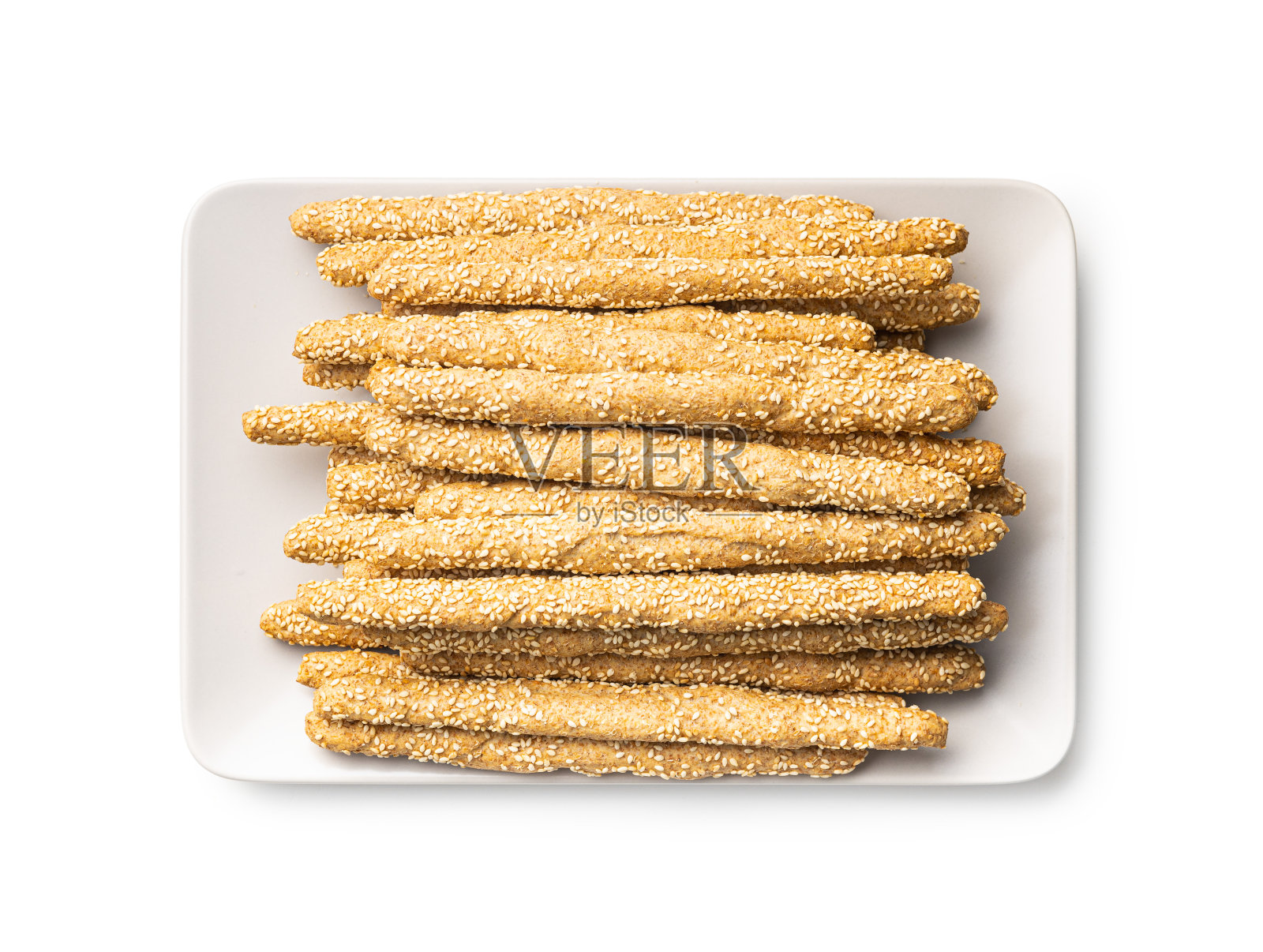 油条grissini。芝麻面包条。照片摄影图片