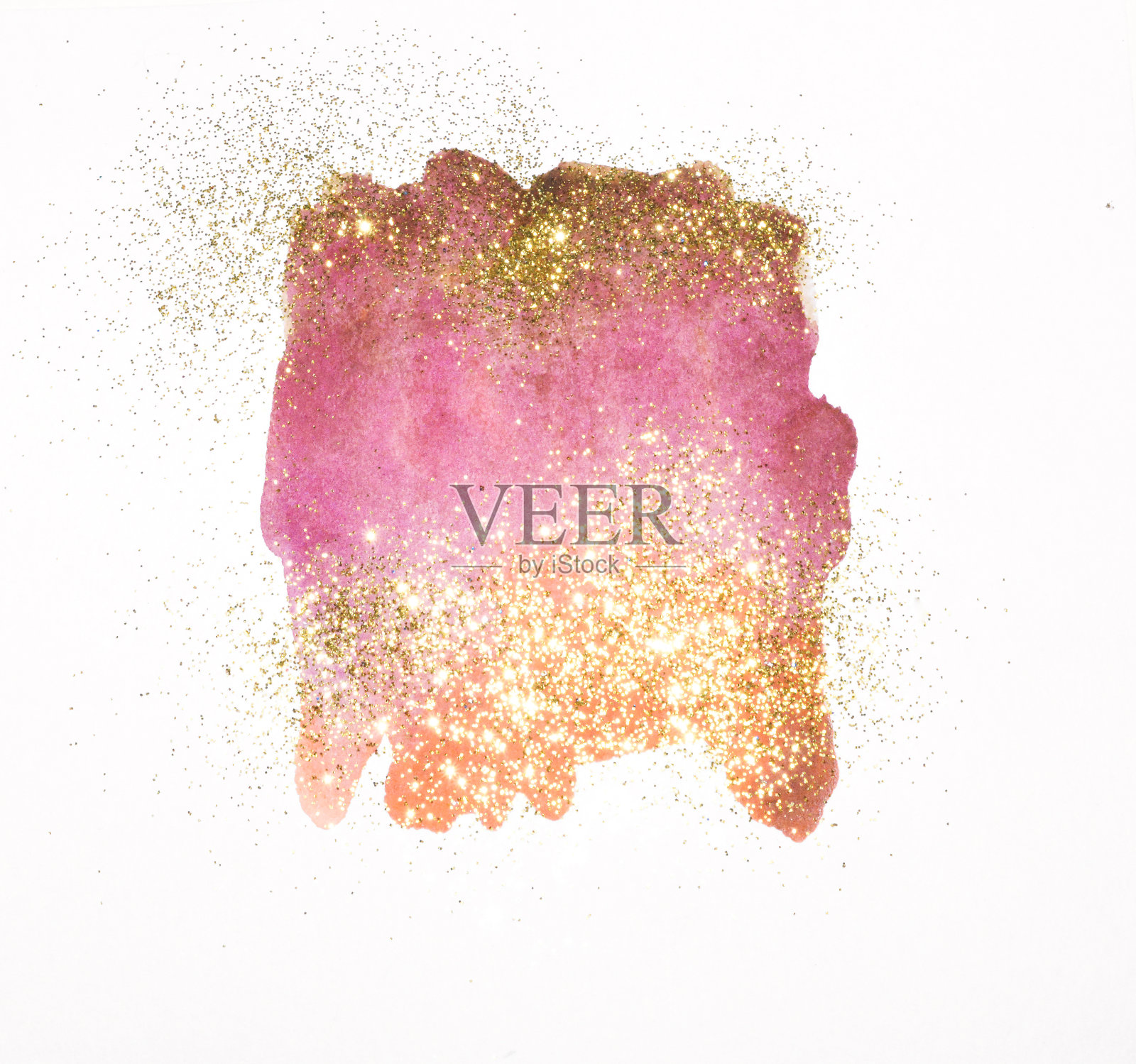 抽象的粉红色水彩飞溅和金色闪烁的复古色彩照片摄影图片