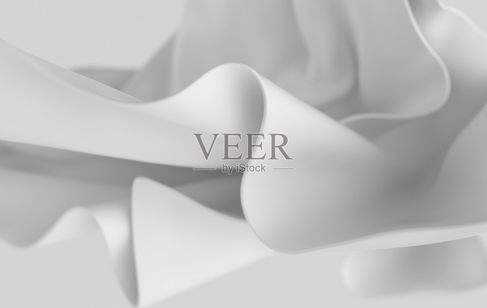 白纸或棉布三维渲染背景与波浪和曲线。照片摄影图片