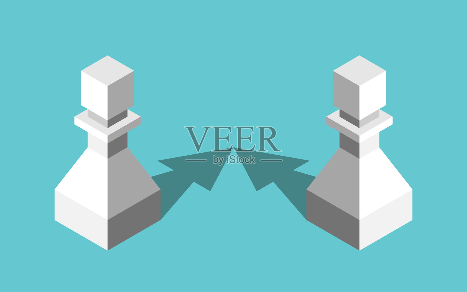 两个等距兵会合插画图片素材