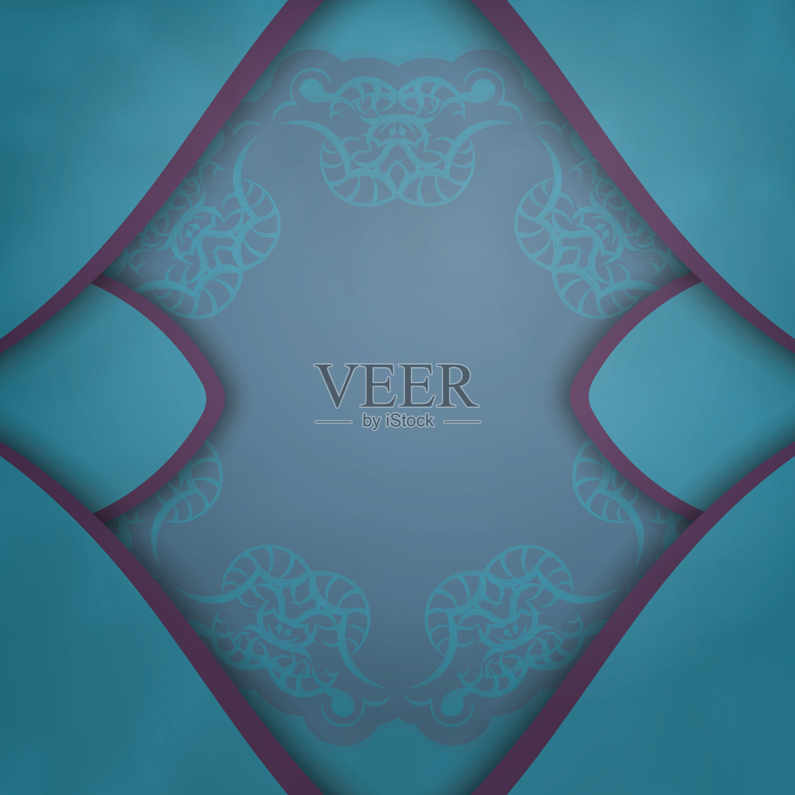 贺卡在绿色与复古紫色图案是准备印刷。插画图片素材