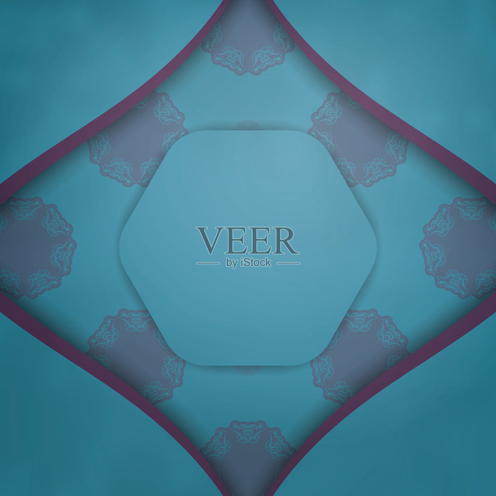 绿色贺卡与复古紫色装饰为您的设计。插画图片素材