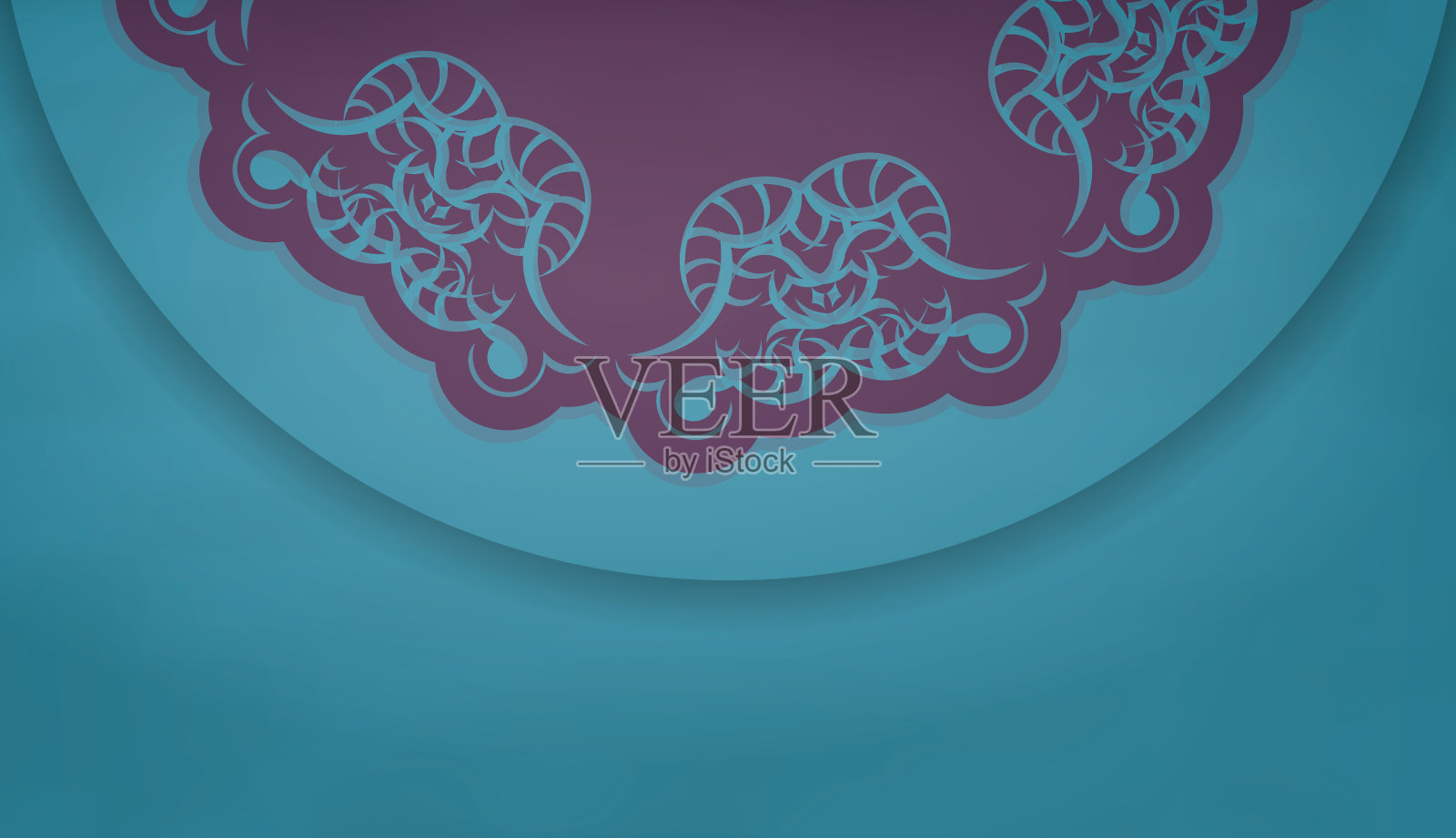 绿色贺卡与印度紫色图案为您的设计。插画图片素材