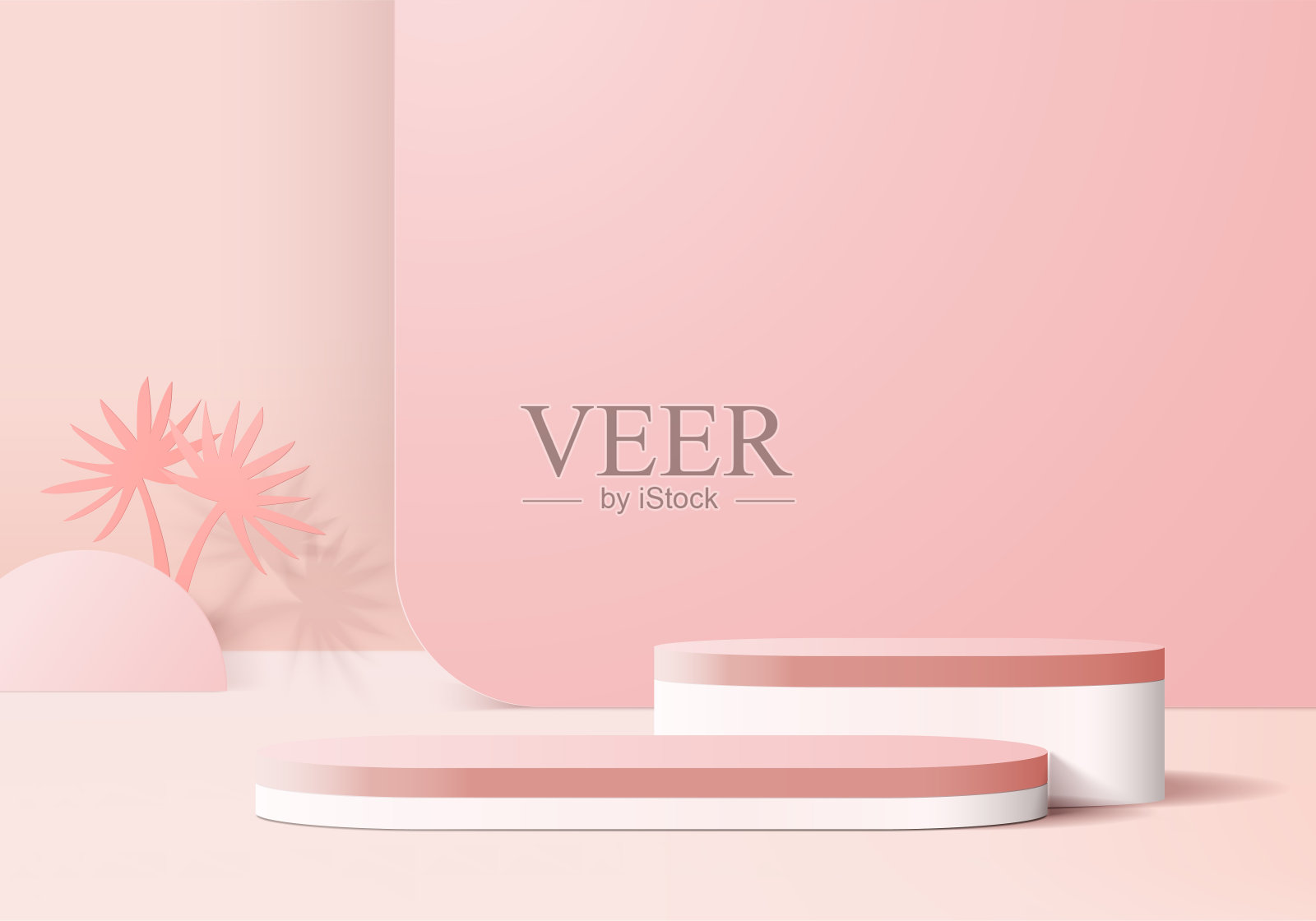 3d背景产品展示最小的讲台场景与几何平台。背景矢量3d与获奖者奖台。展示化妆品。舞台展示在台座上的现代工作室粉红色粉彩插画图片素材