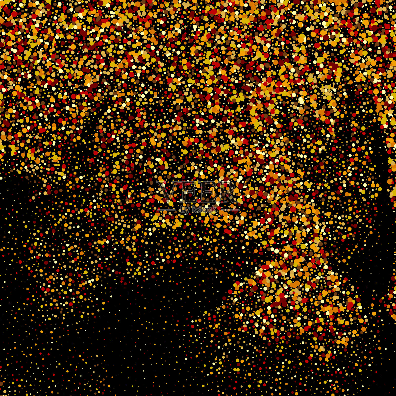 金色纸屑矢量金色尘埃粒子在黑色背景。流体生日贺卡。神奇的设计背景插画图片素材