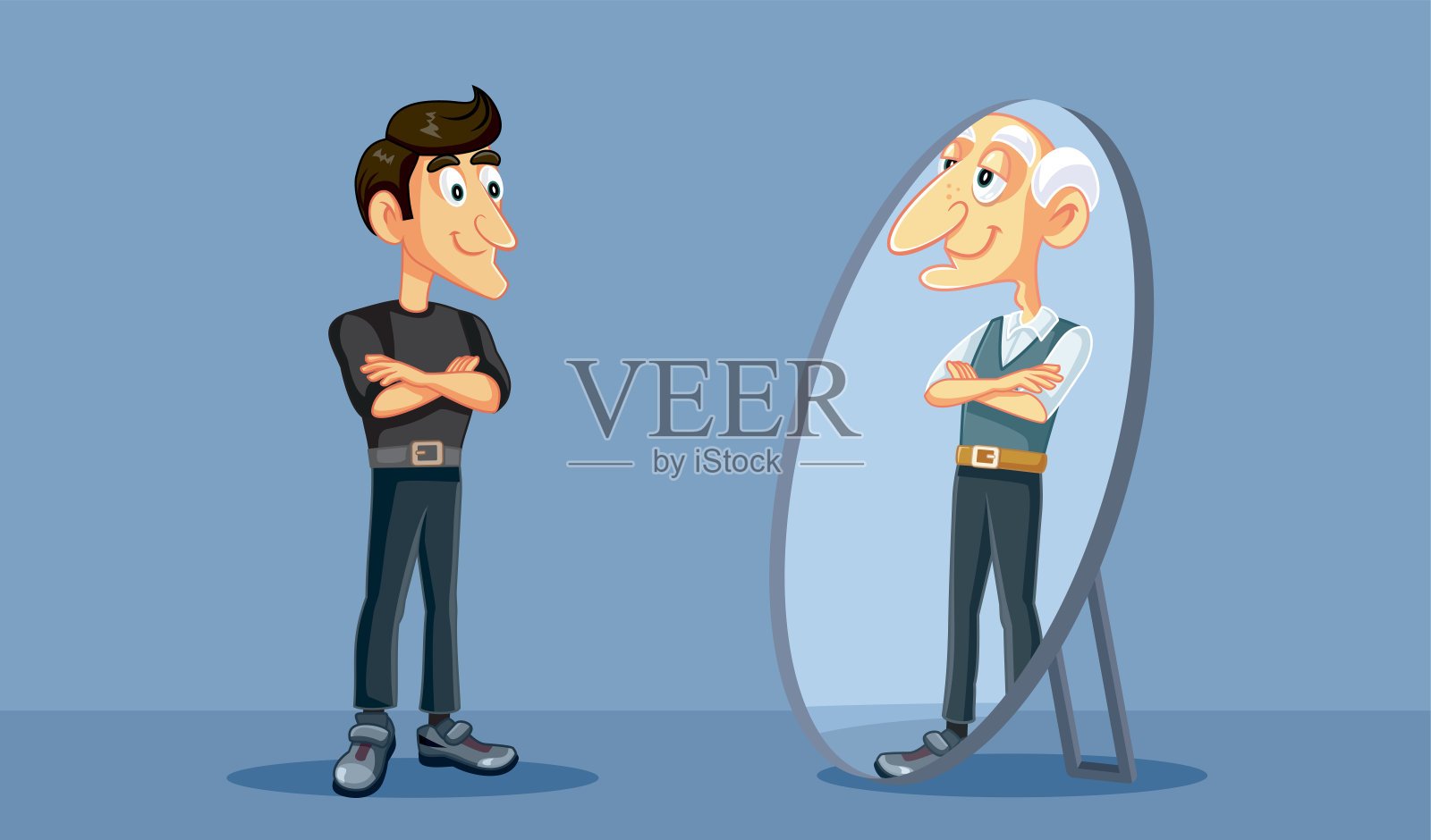 成年男子优雅的老化概念矢量插图插画图片素材