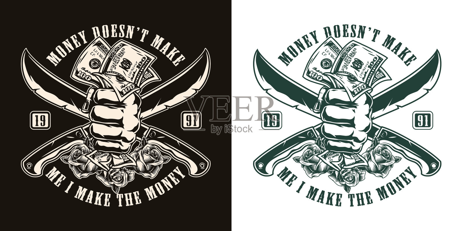 钱复古的单色标签插画图片素材