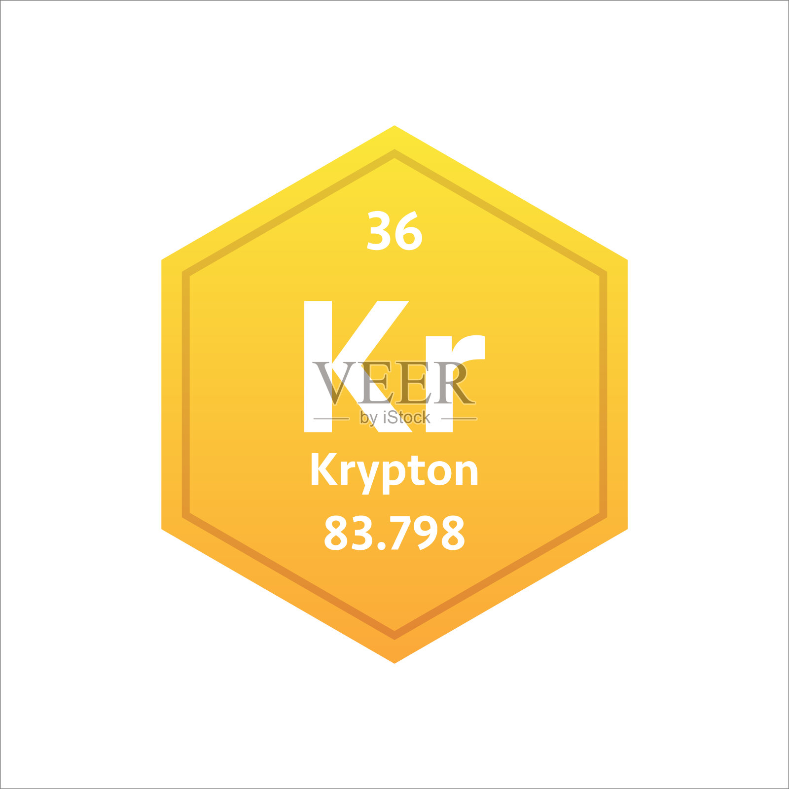 氪的象征。元素周期表中的化学元素。矢量插图。设计元素图片