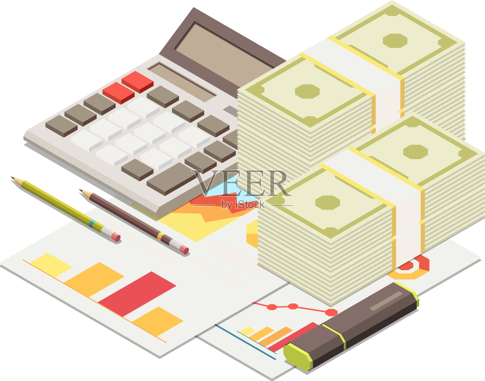 信用计算等距构成设计元素图片