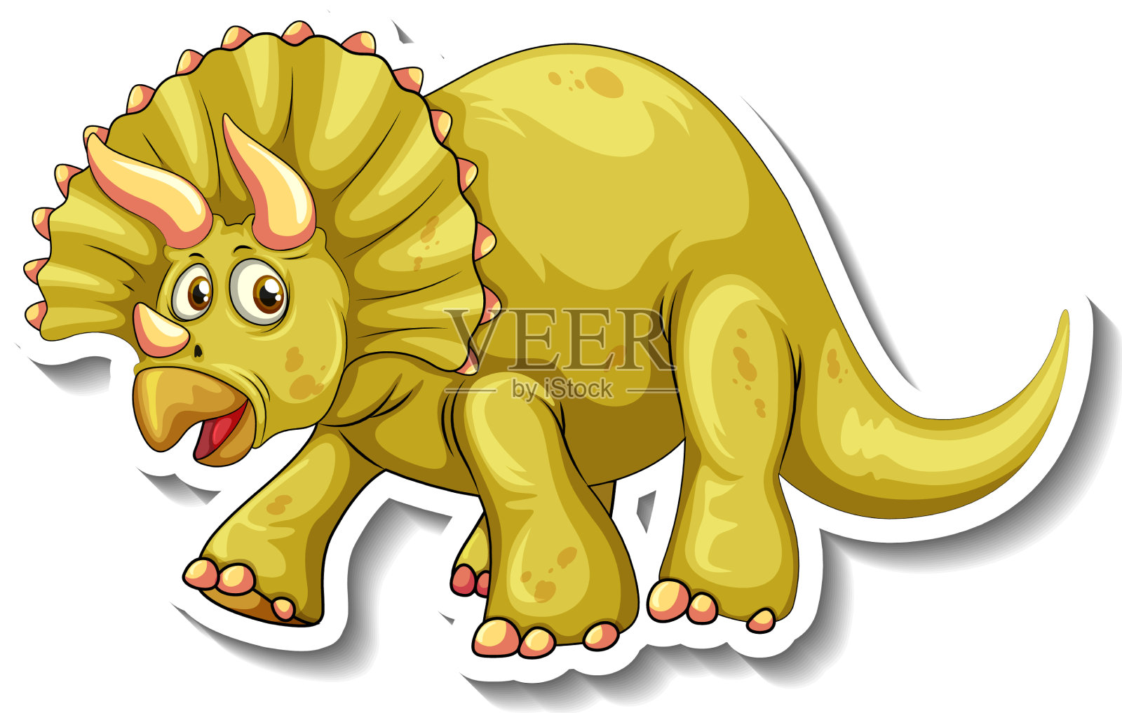 三角龙恐龙卡通人物贴纸设计元素图片