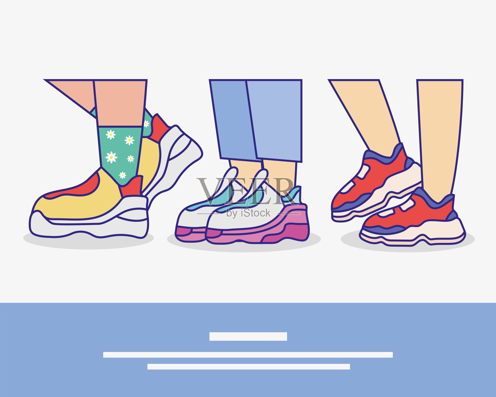 三款运动鞋运动偶像插画图片素材