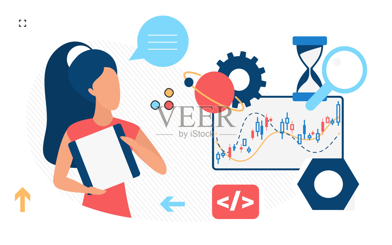 阅读网上交易股票市场变化曲线图插画图片素材