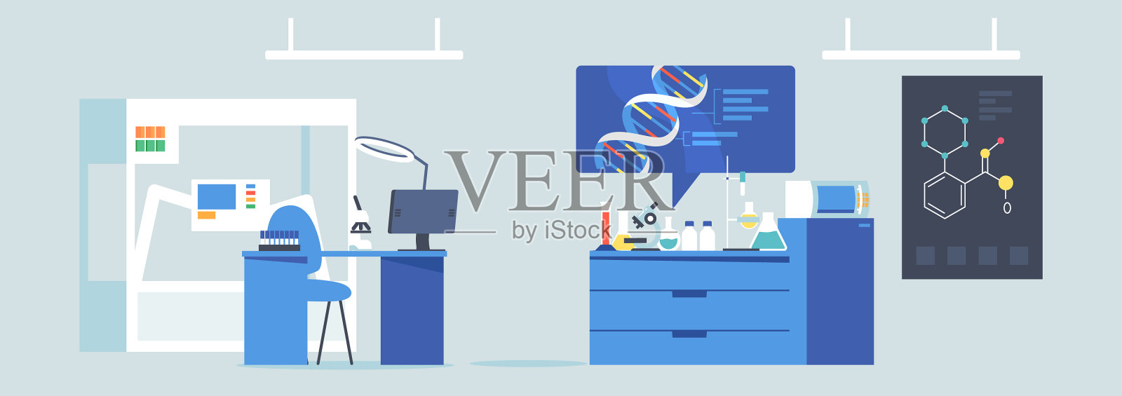 化学实验室教育室空无一人插画图片素材