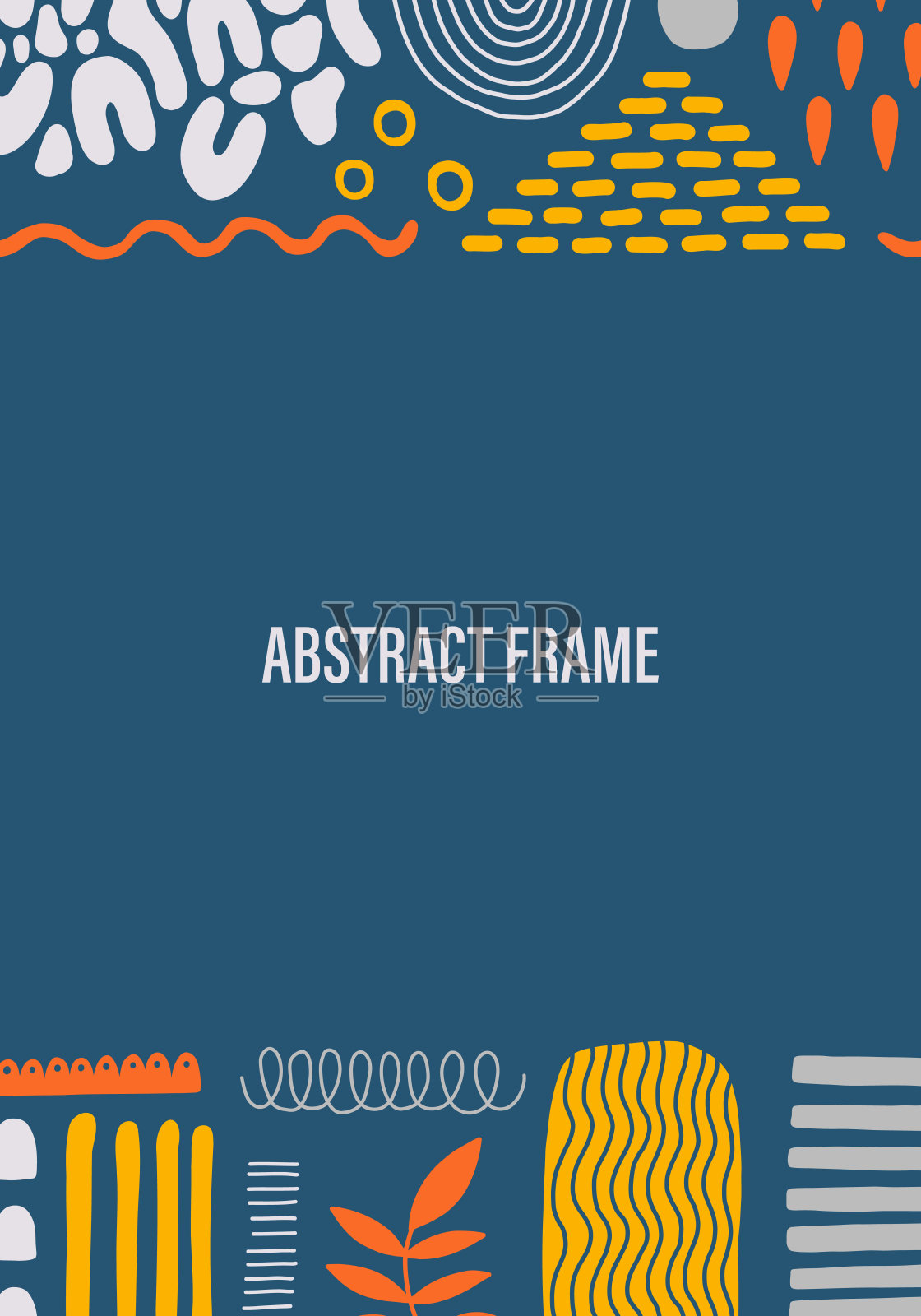 抽象框架造型设计。模板平面元素简单形式。手绘涂鸦图形。设计元素图片