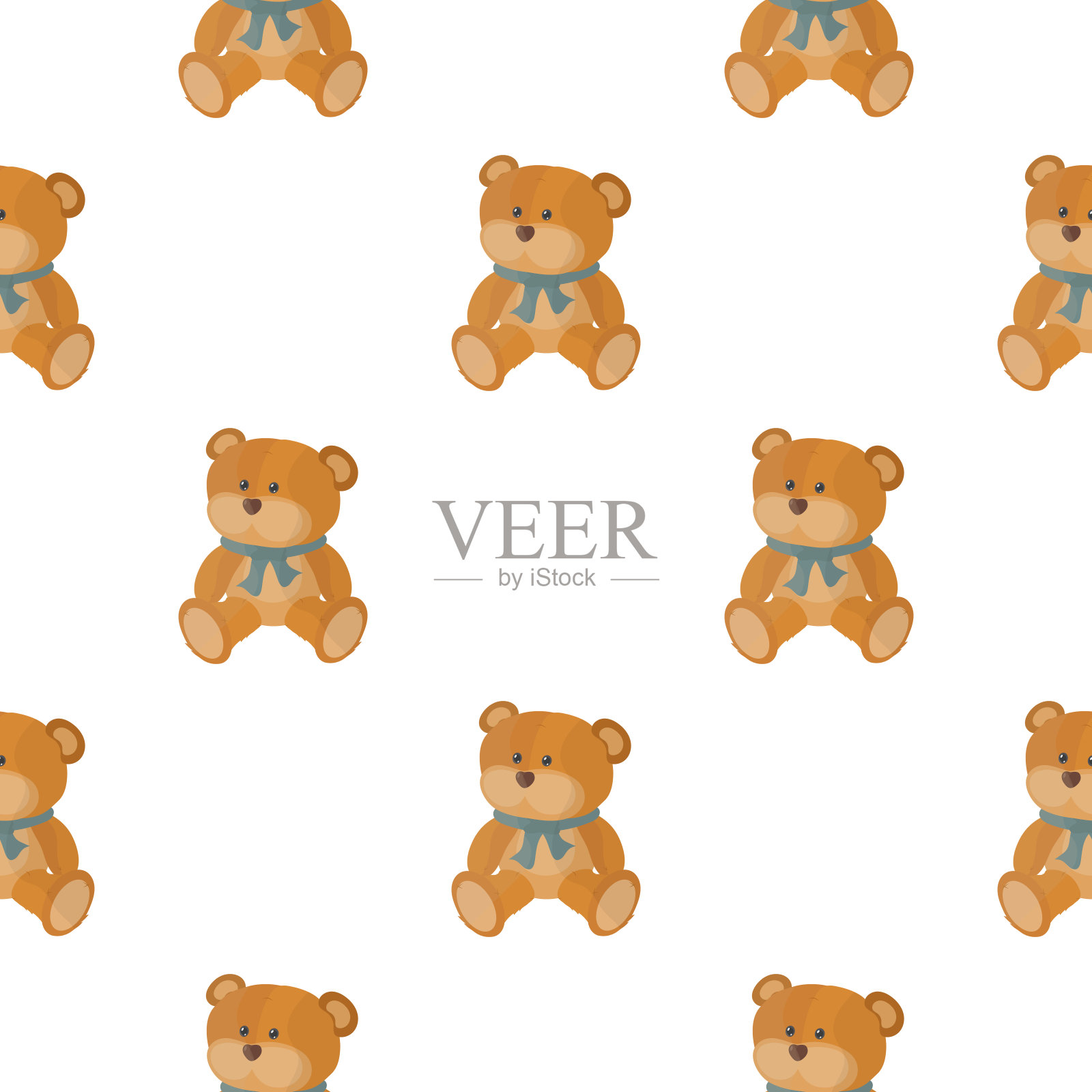 无缝背景与泰迪熊。适用于背景、卡片和包装纸。向量。插画图片素材