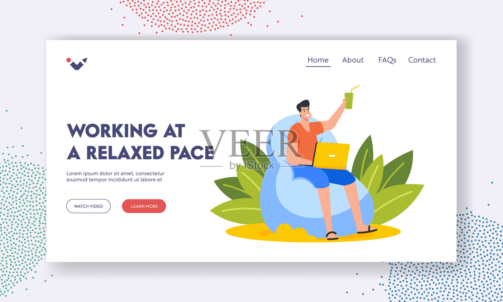 商人工作在轻松的地方登陆页设计模板素材