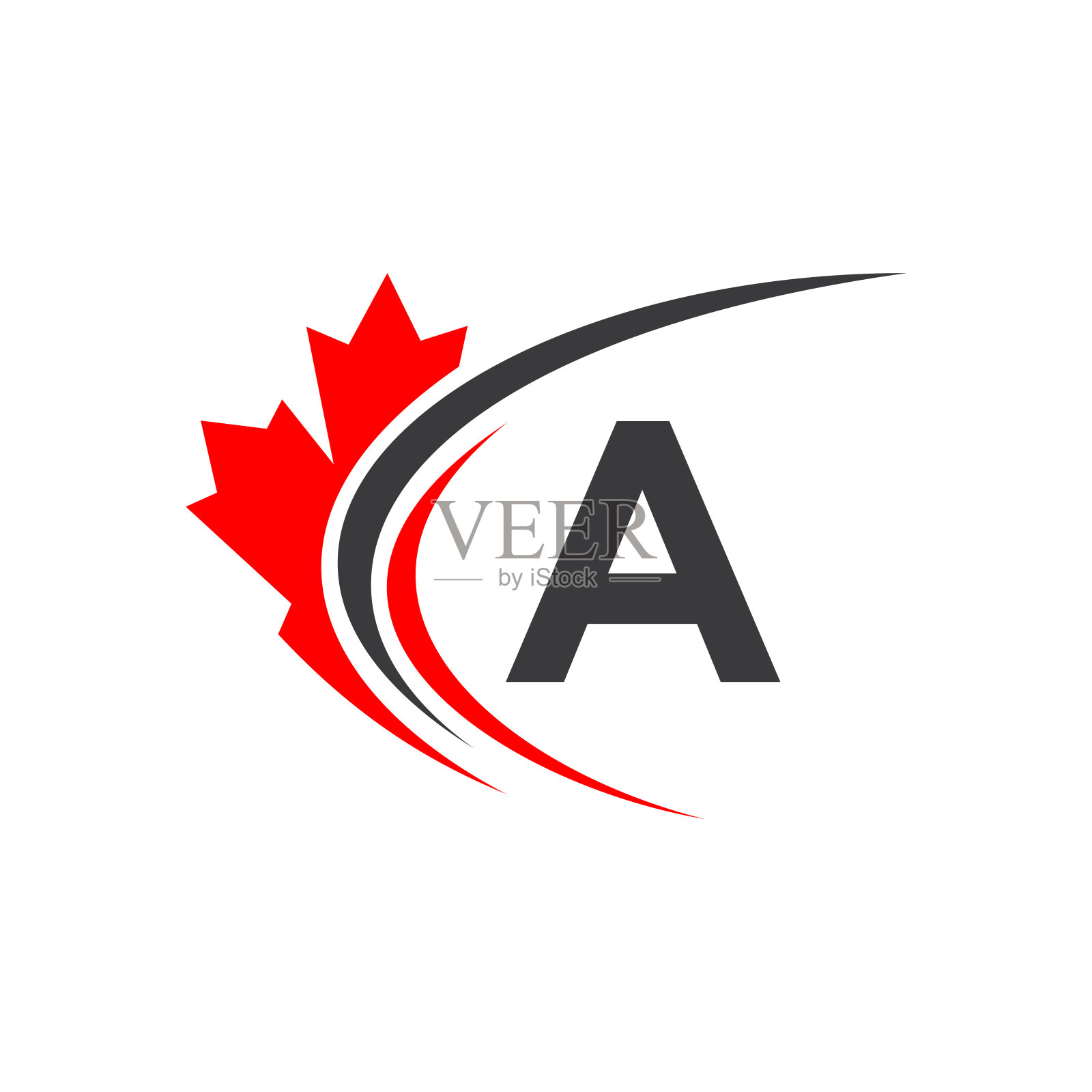枫叶A字Logo设计模板。加拿大商业标志，公司和标志在红色枫叶与字母向量插画图片素材