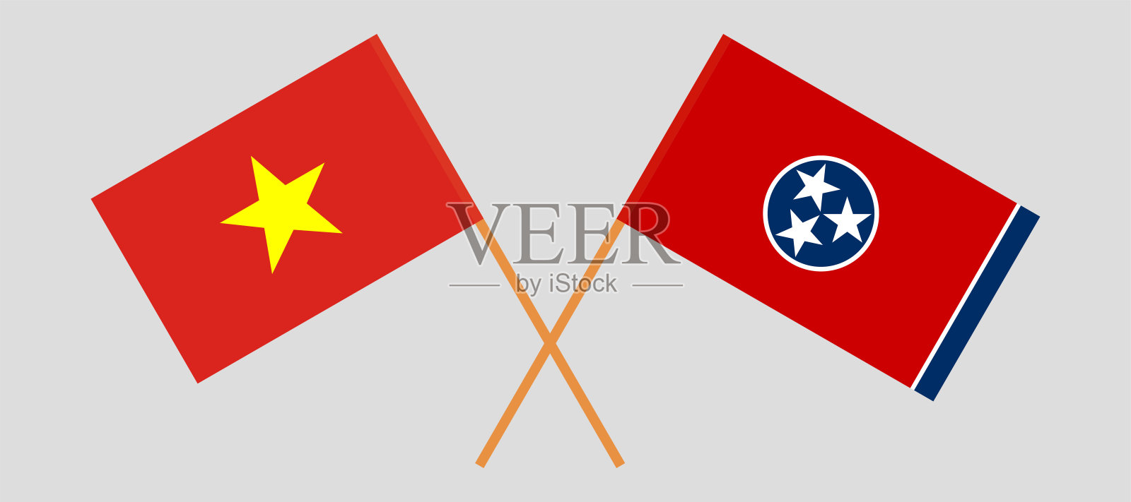 越南和田纳西州的国旗交叉。官方色彩。正确的比例插画图片素材