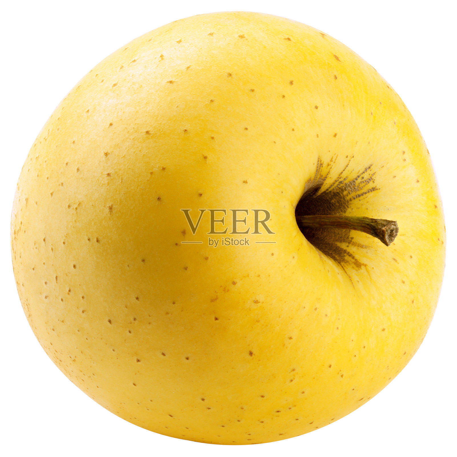 在白色背景上孤立的黄苹果，剪切路径，全景深照片摄影图片
