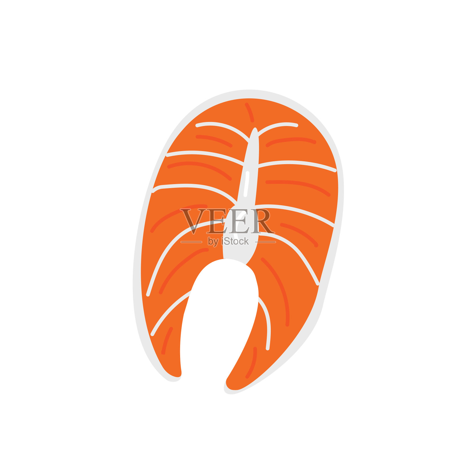 一块卡通风格的生红鱼。向量食品插图。插画图片素材