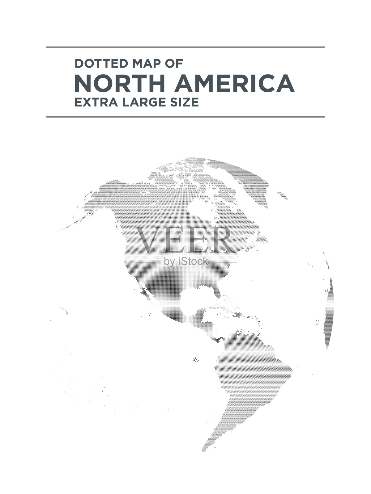 一张以美洲为中心的黑白圆点地图。插画图片素材