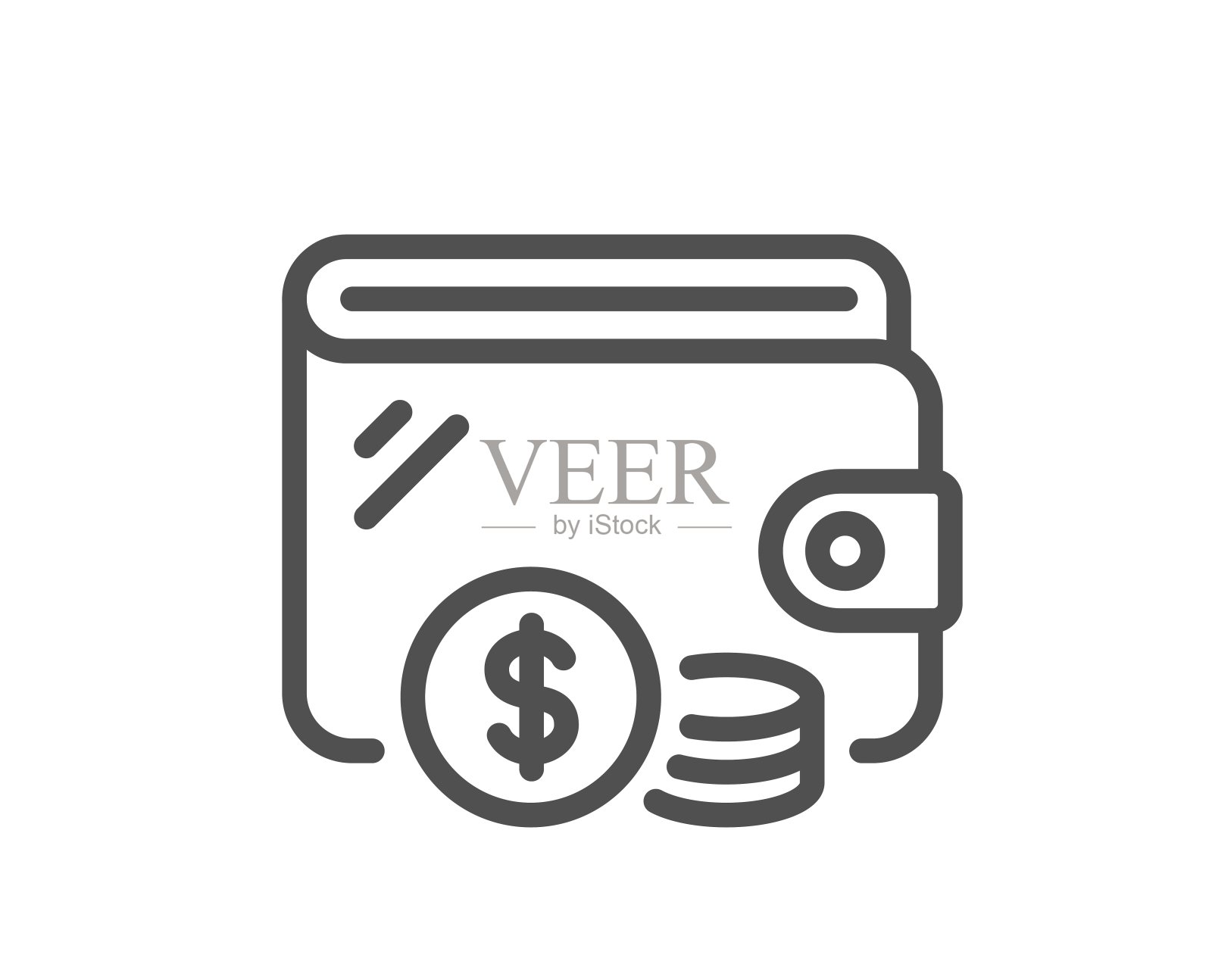 钱包行图标。美元货币硬币符号。向量插画图片素材